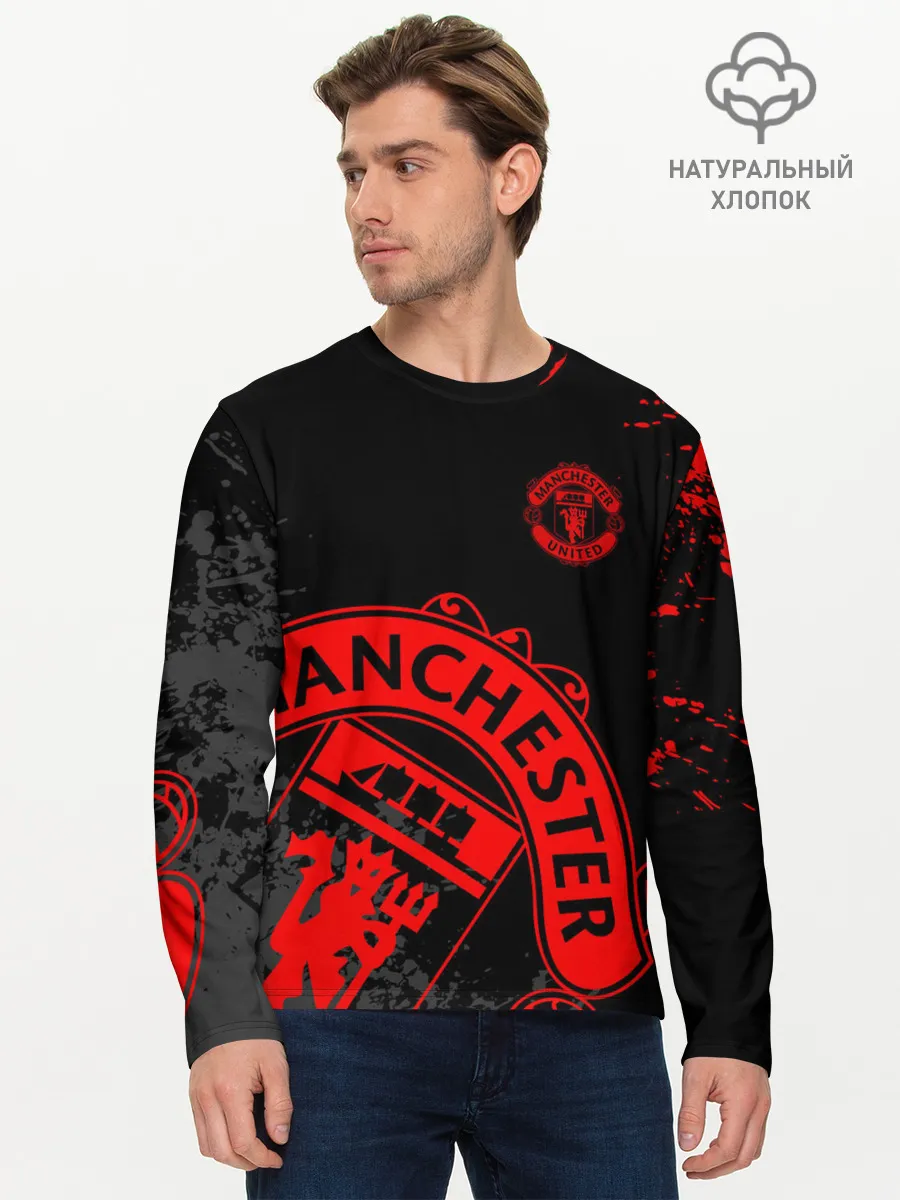 Мужской лонгслив базовый / МАНЧЕСТЕР ЮНАЙТЕД КРАСНЫЙ ЛОГО