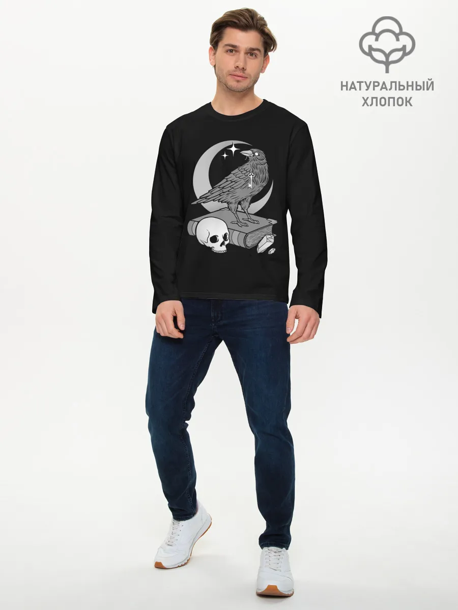 Мужской лонгслив базовый / Оккультная ворона