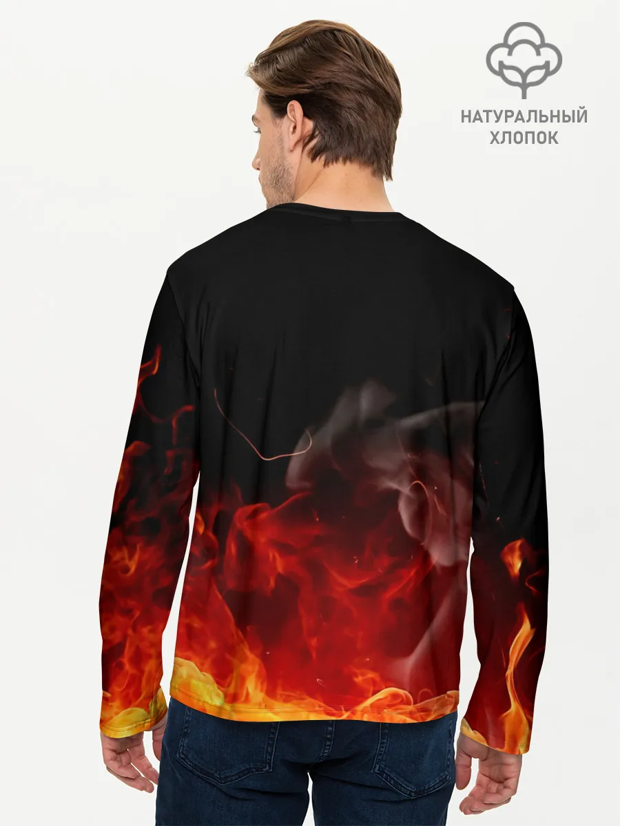 Мужской лонгслив базовый / Кулак One Punch-Man в огне