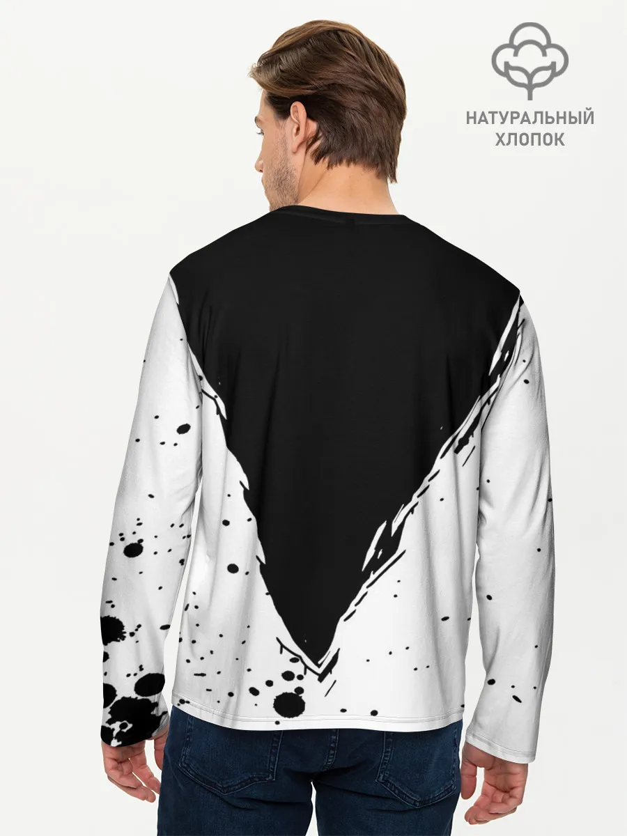 Мужской лонгслив базовый / Черно-белый Сайтама One Punch-Man