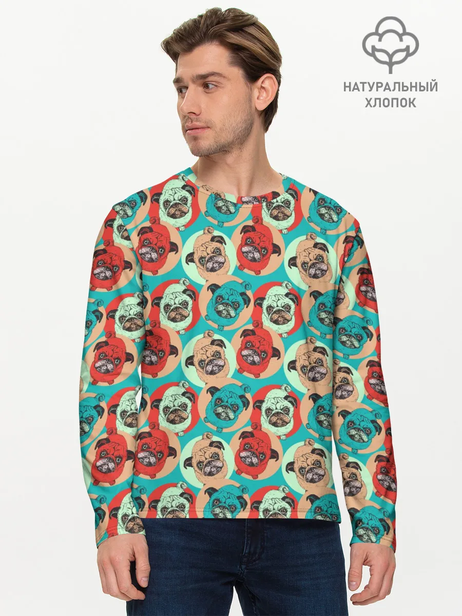 Мужской лонгслив базовый / Прикольные Мопсы