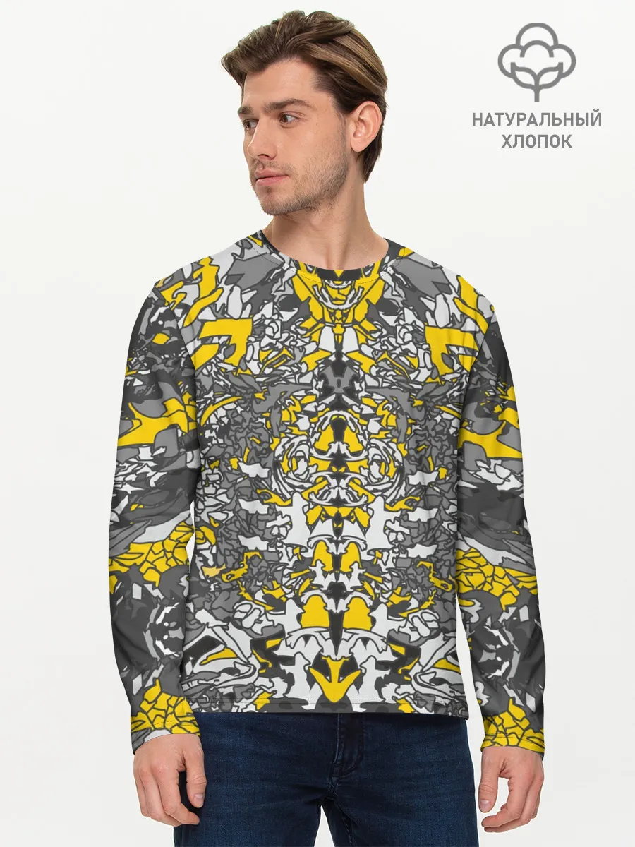 Мужской лонгслив базовый / Жёлтый каменный дракон