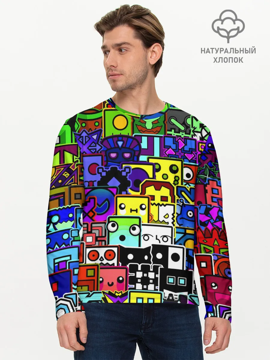 Мужской лонгслив базовый / GEOMETRY DASH ВСЕ СКИНЫ