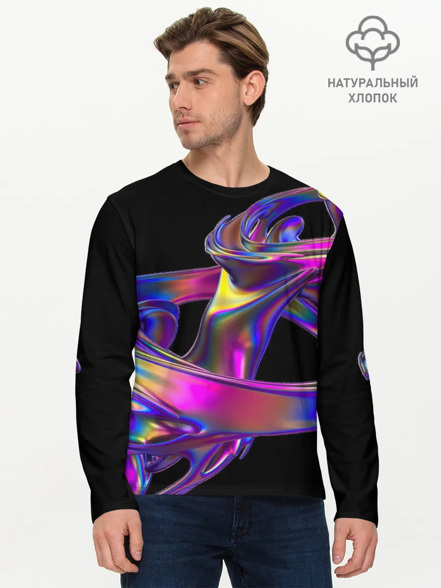 Мужской лонгслив базовый / Голографический ураган