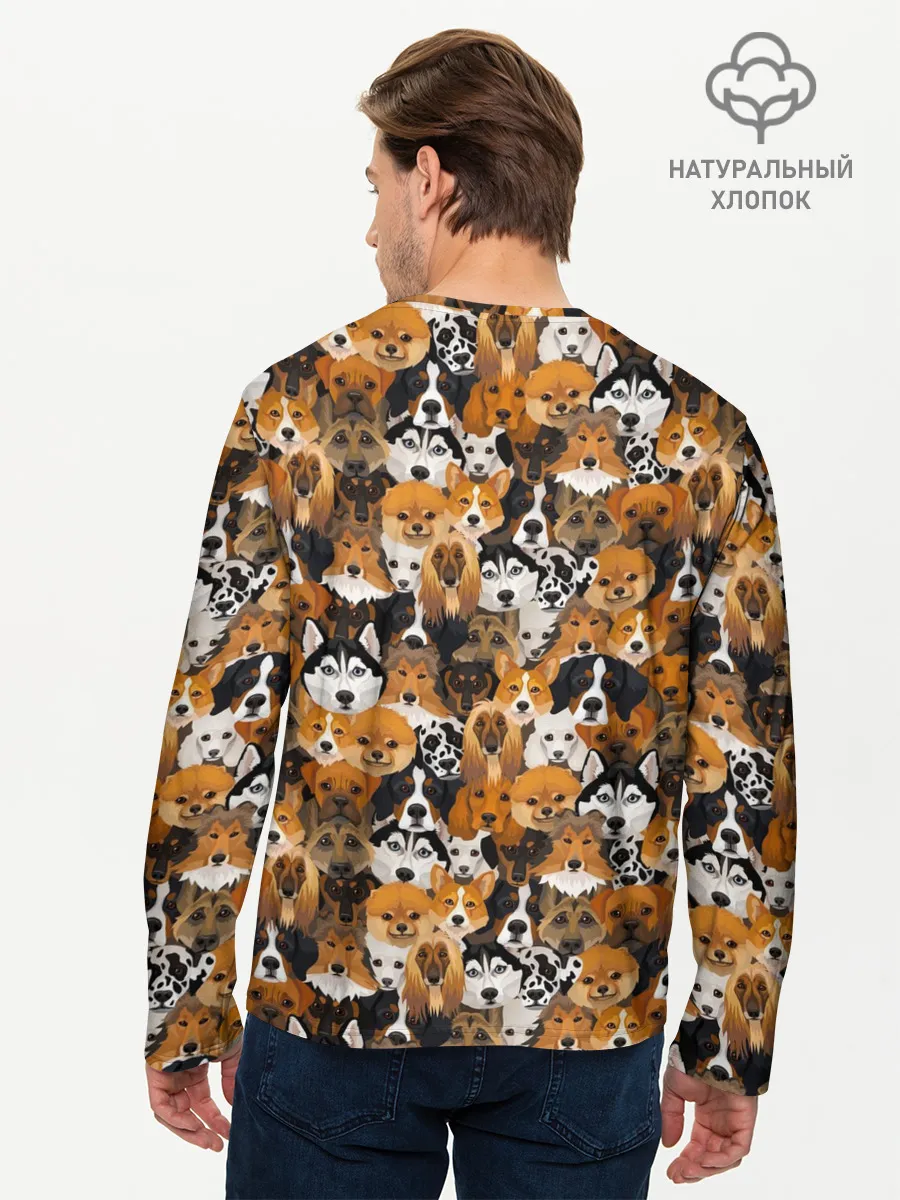 Мужской лонгслив базовый / Разные Собаки