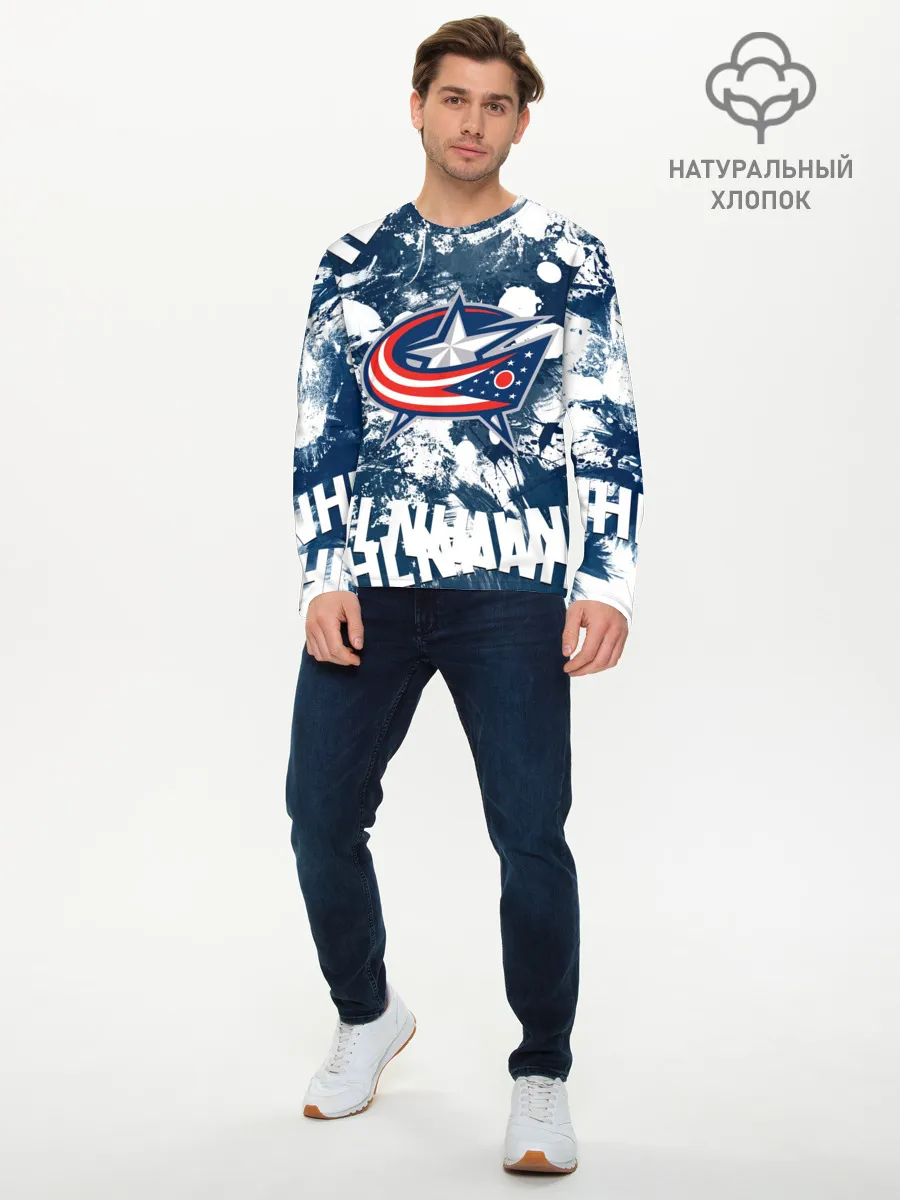 Мужской лонгслив базовый / Коламбус Блю Джекетс, Columbus Blue Jackets