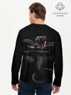 Мужской лонгслив базовый / ЗМЕЯ НА КАМНЕ НА ЧЕРНОМ ФОНЕ