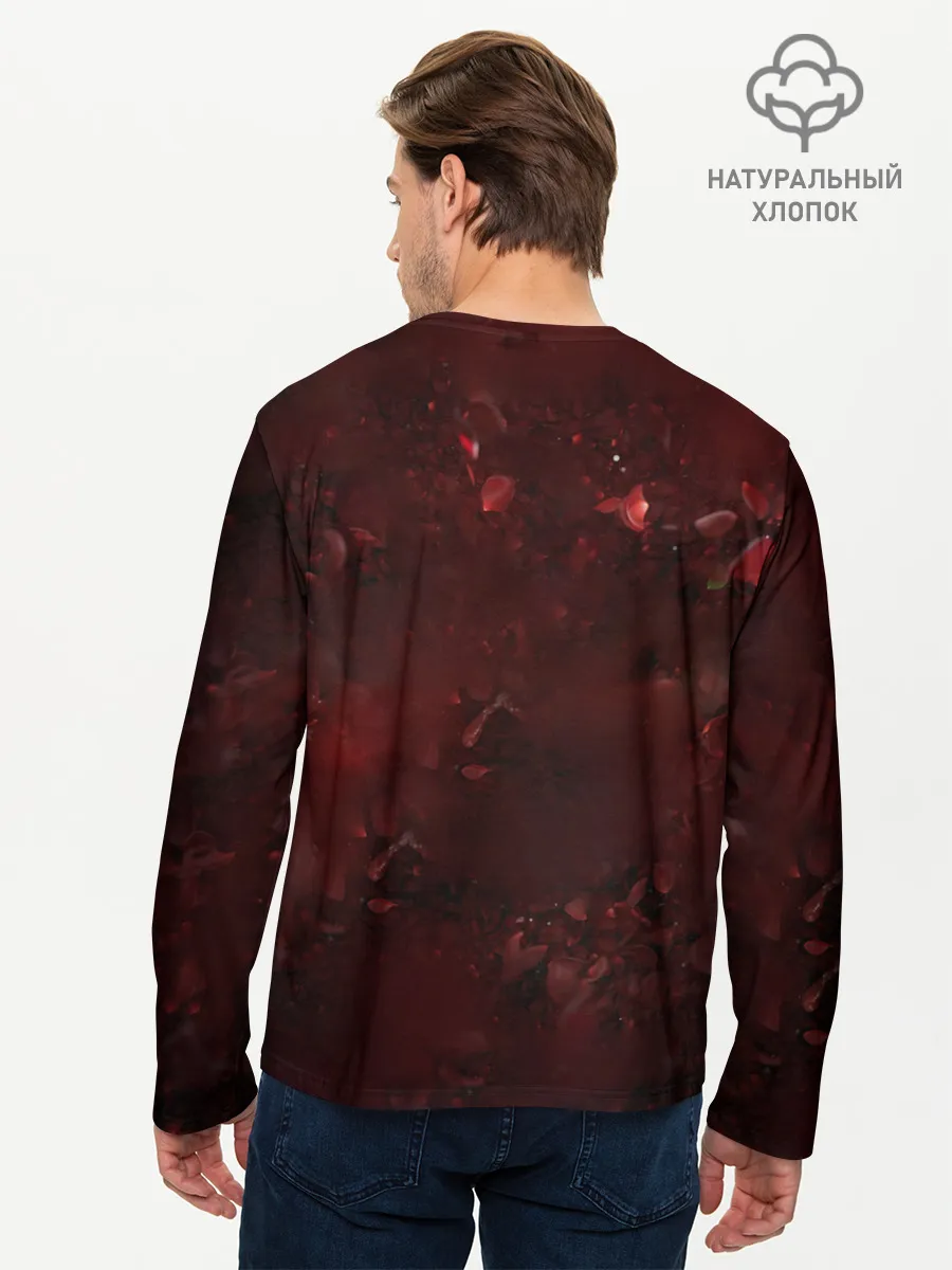 Мужской лонгслив базовый / Лого GNR в розах