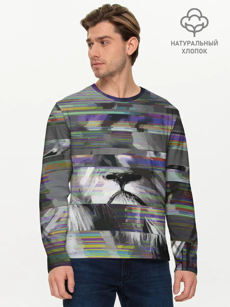 Мужской лонгслив базовый / Glitch lion 2020