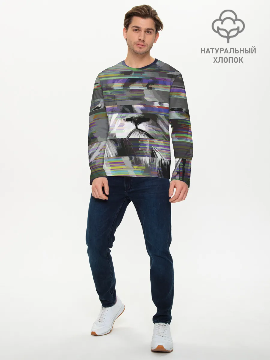 Мужской лонгслив базовый / Glitch lion 2020