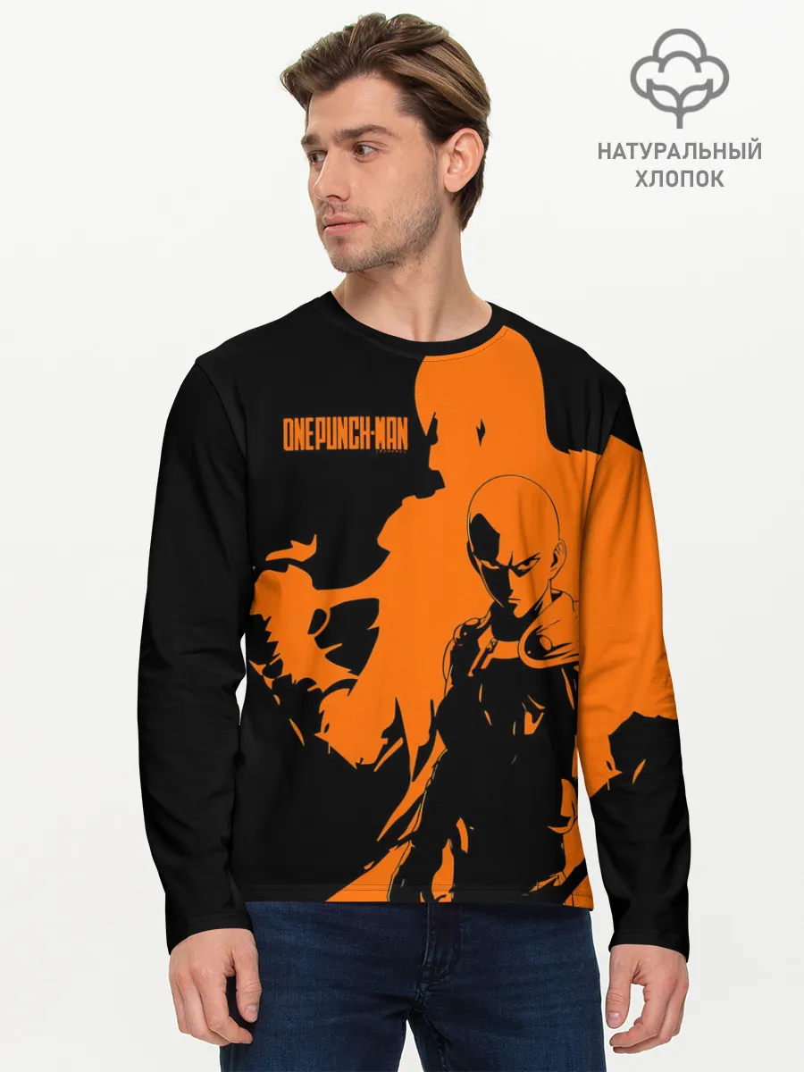 Мужской лонгслив базовый / Сайтама образ в силуэте One Punch-Man