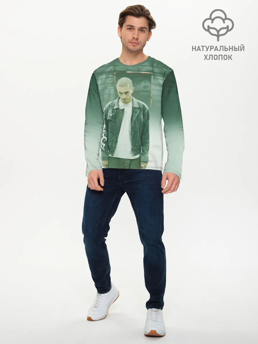 Мужской лонгслив базовый / Хаски в комнате