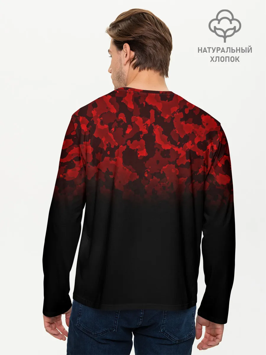 Мужской лонгслив базовый / BLACK RED CAMO | RED MILLITARY