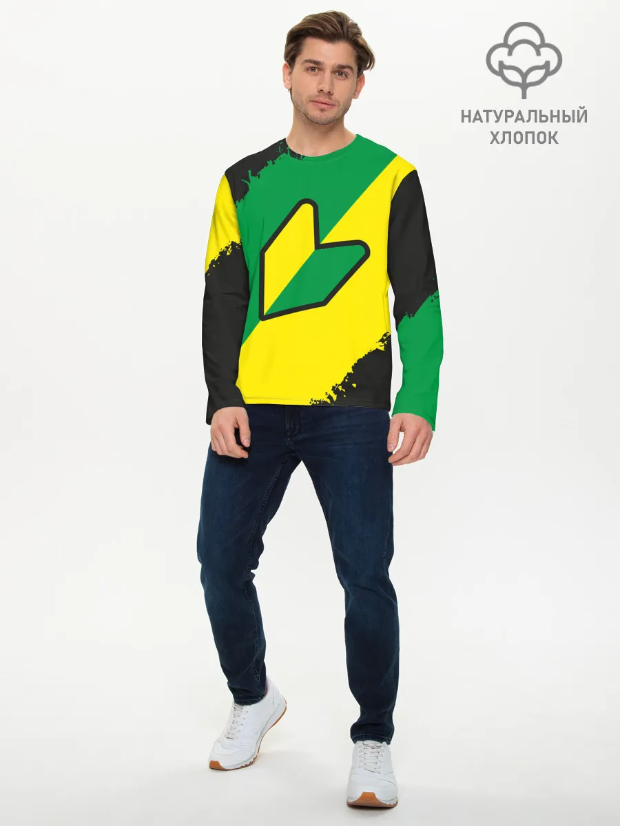 Мужской лонгслив базовый / JDM GREEN YELLOW LOGO