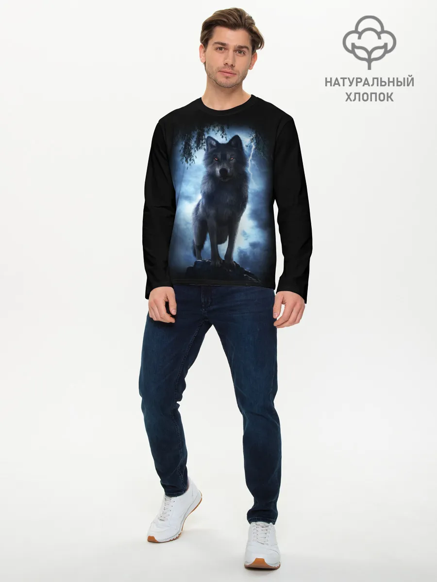 Мужской лонгслив базовый / ВОЛК БРОДЯГА