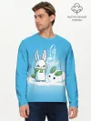 Мужской лонгслив базовый / Let it snow. Зайчик и снежок