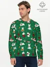 Мужской лонгслив базовый / Новогодний паттерн с зайчиками