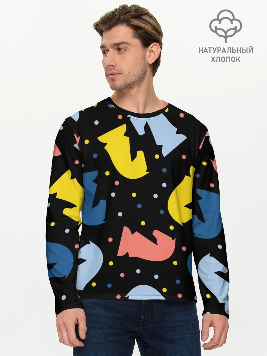 Мужской лонгслив базовый / Шахматные фигуры цветные