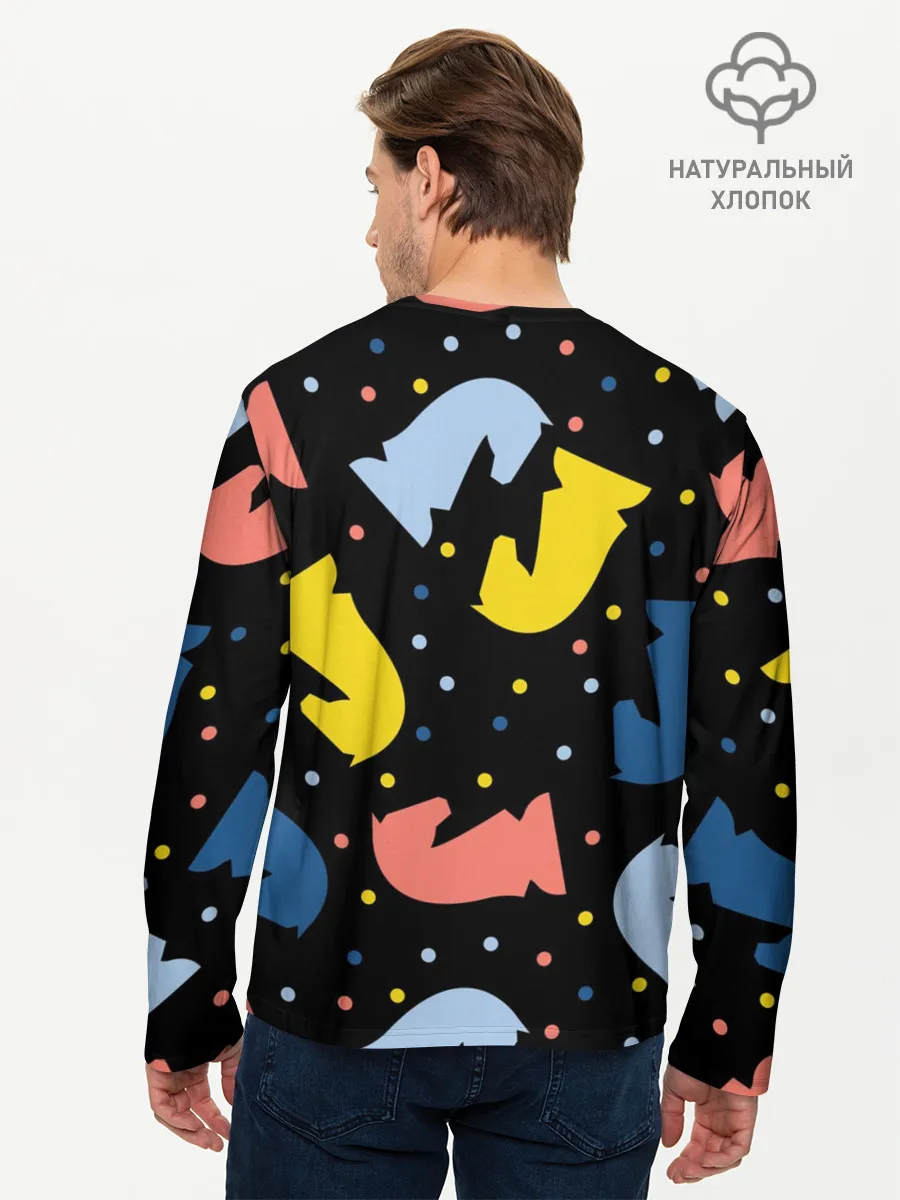 Мужской лонгслив базовый / Шахматные фигуры цветные