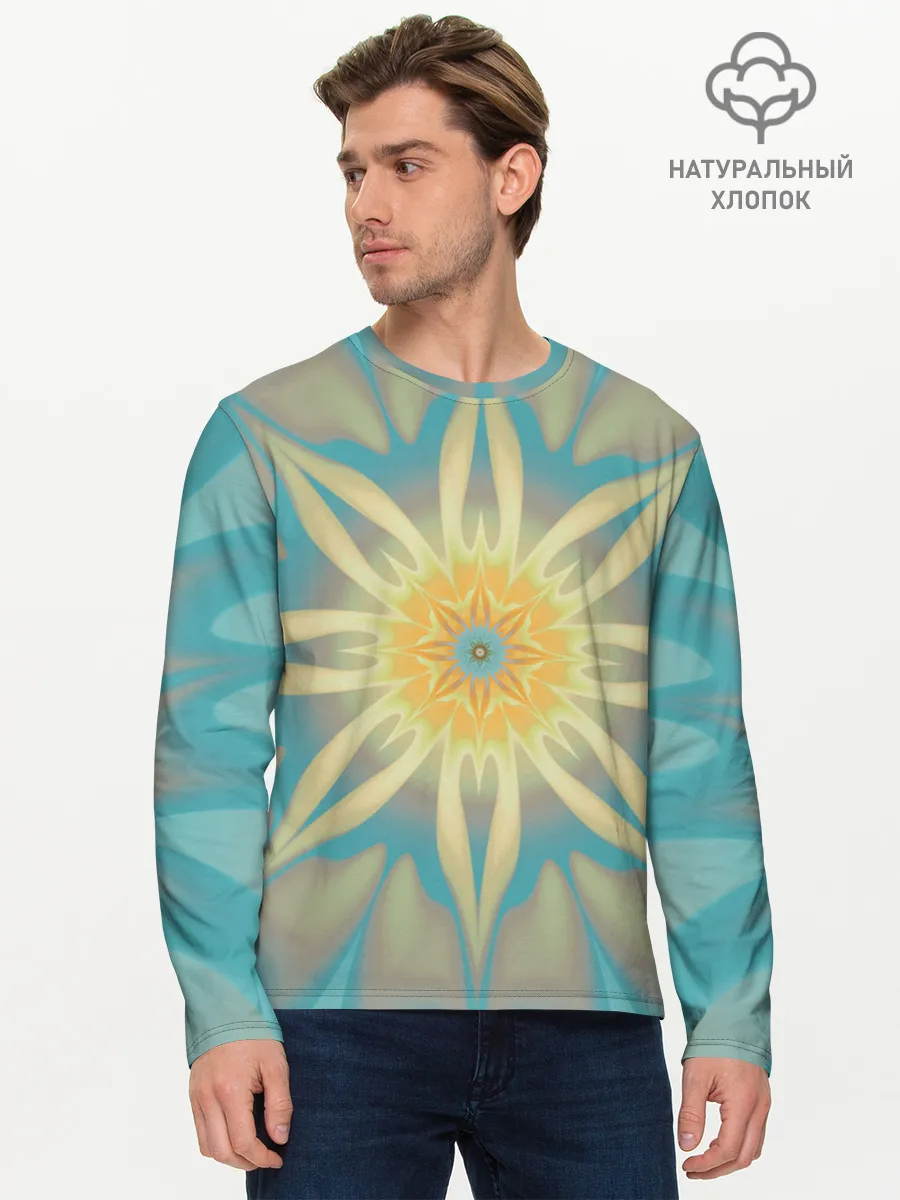 Мужской лонгслив базовый / Летнее солнце. Абстракция.