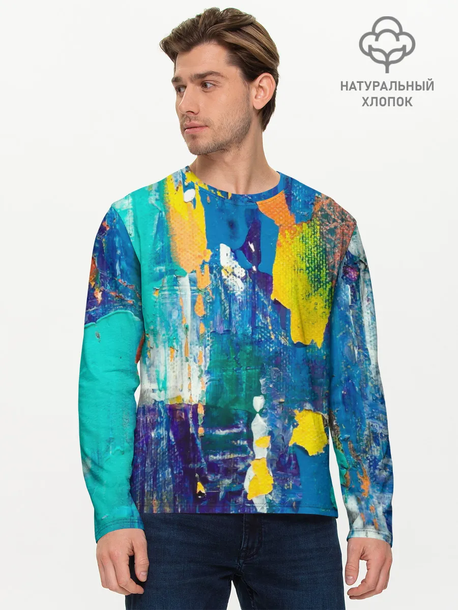 Мужской лонгслив базовый / Краской по ткани