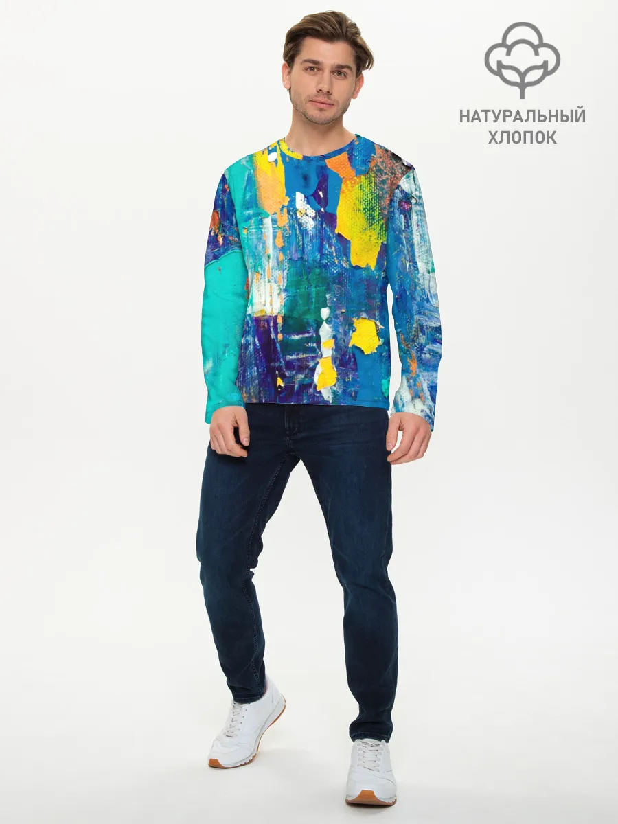 Мужской лонгслив базовый / Краской по ткани