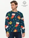 Мужской лонгслив базовый / Новогодний, рождественский узор