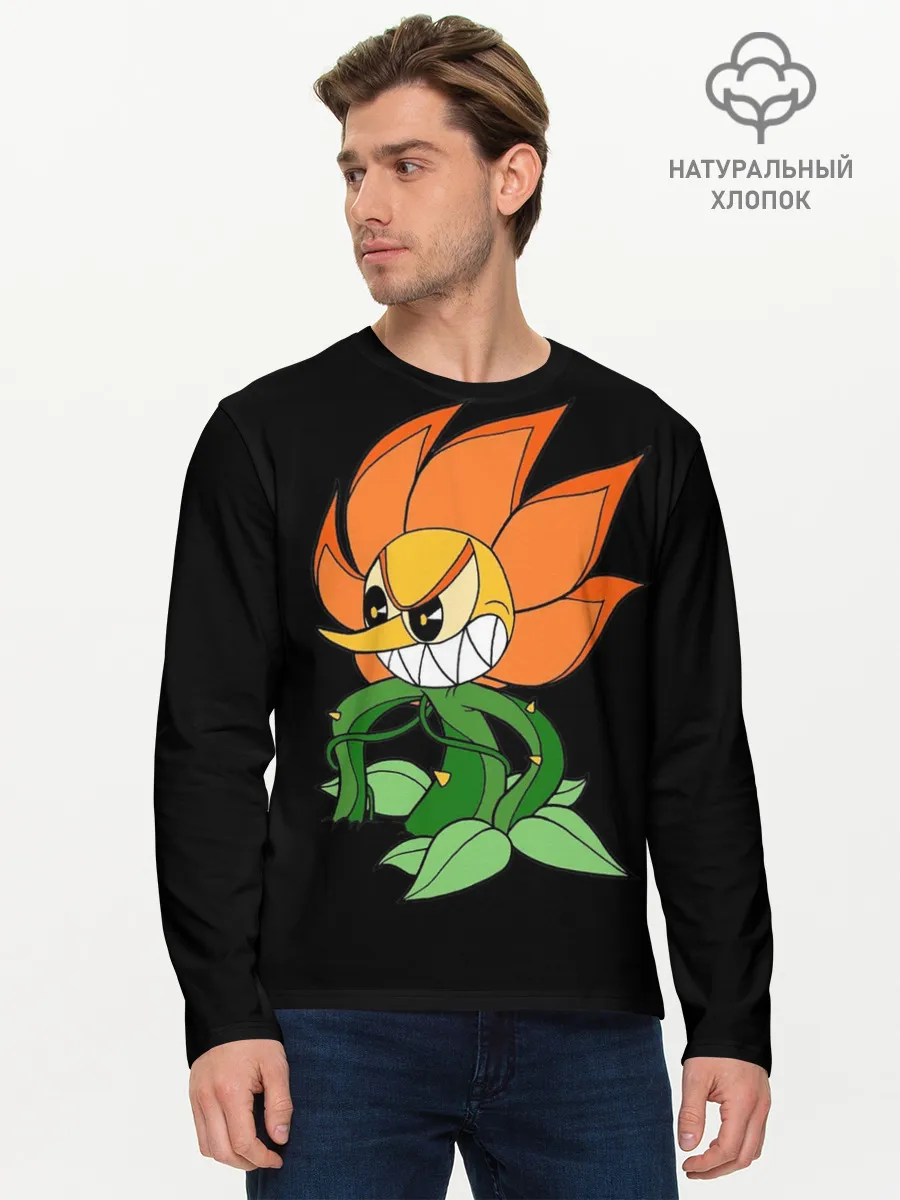 Мужской лонгслив базовый / Cuphead - Кэгни Гвоздика