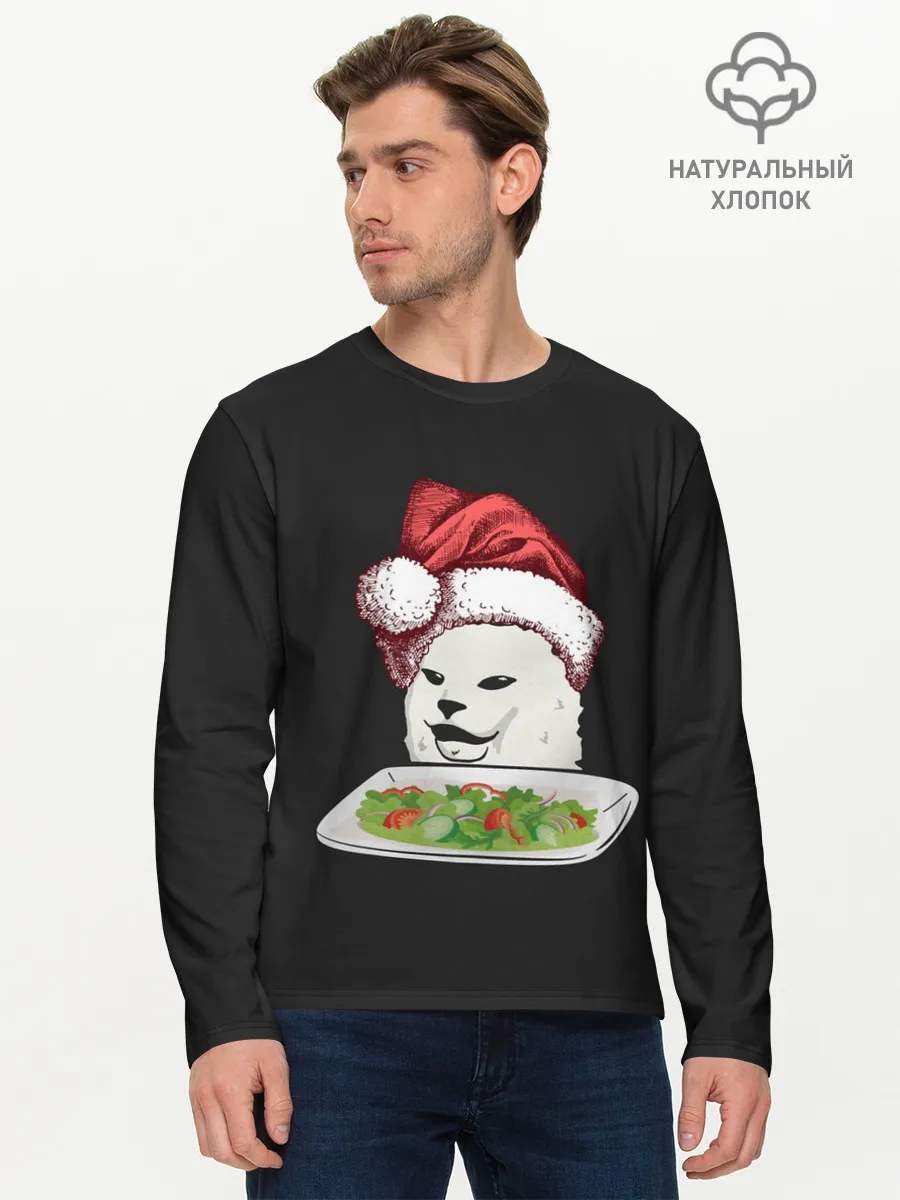 Мужской лонгслив базовый / Woman Yelling at Cat