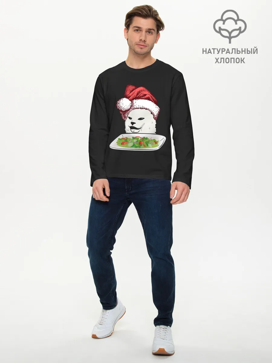 Мужской лонгслив базовый / Woman Yelling at Cat