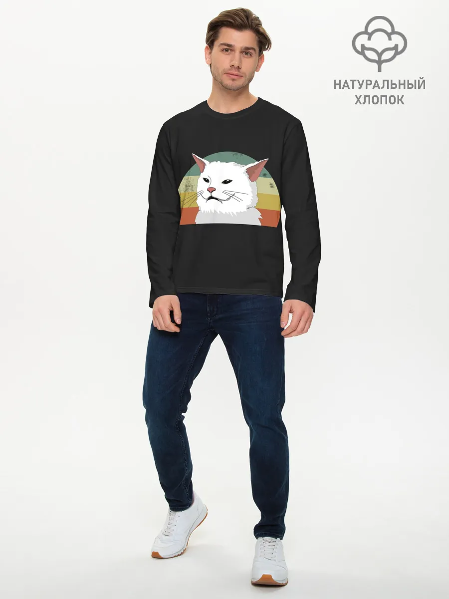 Мужской лонгслив базовый / Woman Yelling at Cat