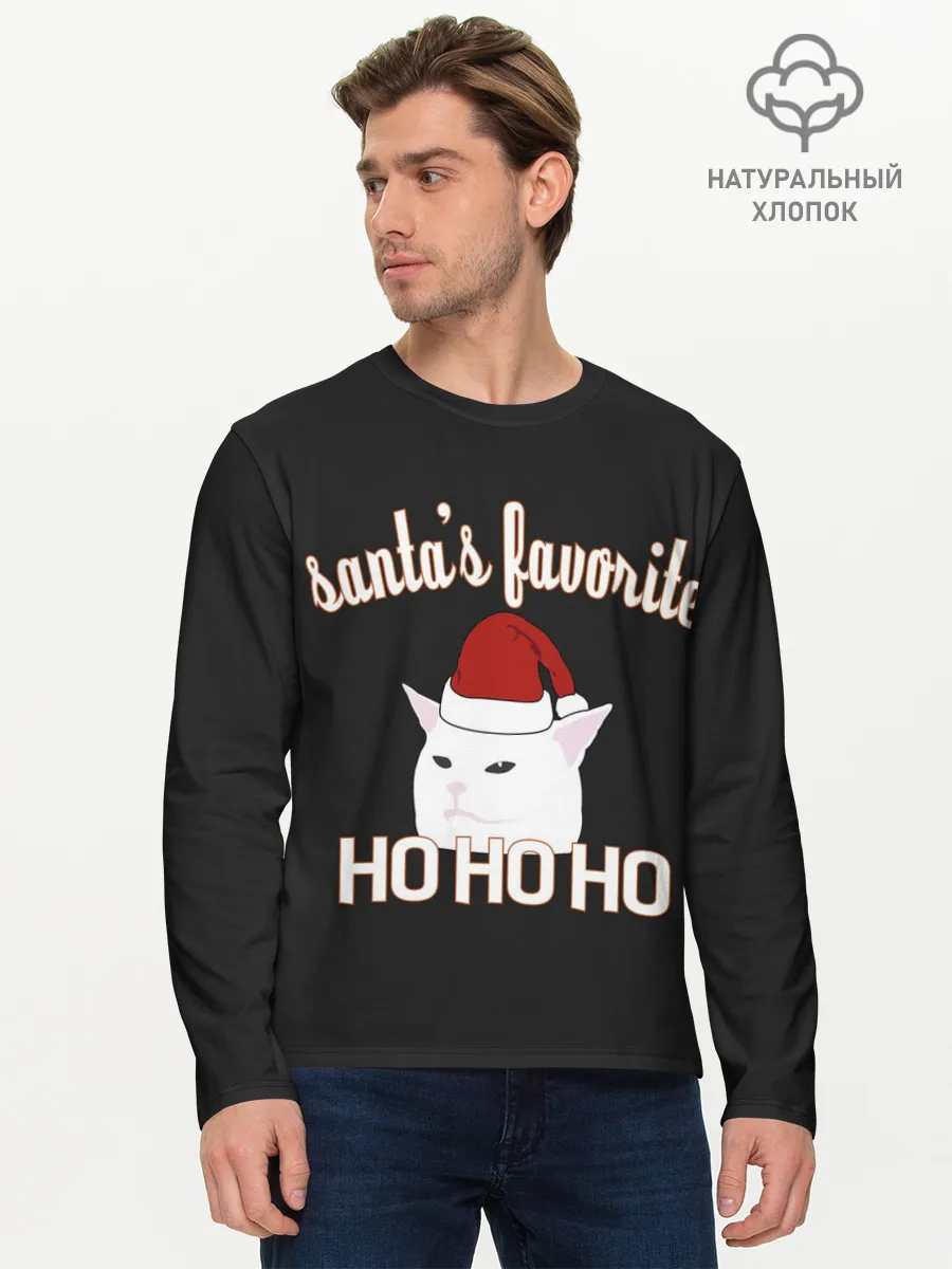 Мужской лонгслив базовый / Woman Yelling at Cat