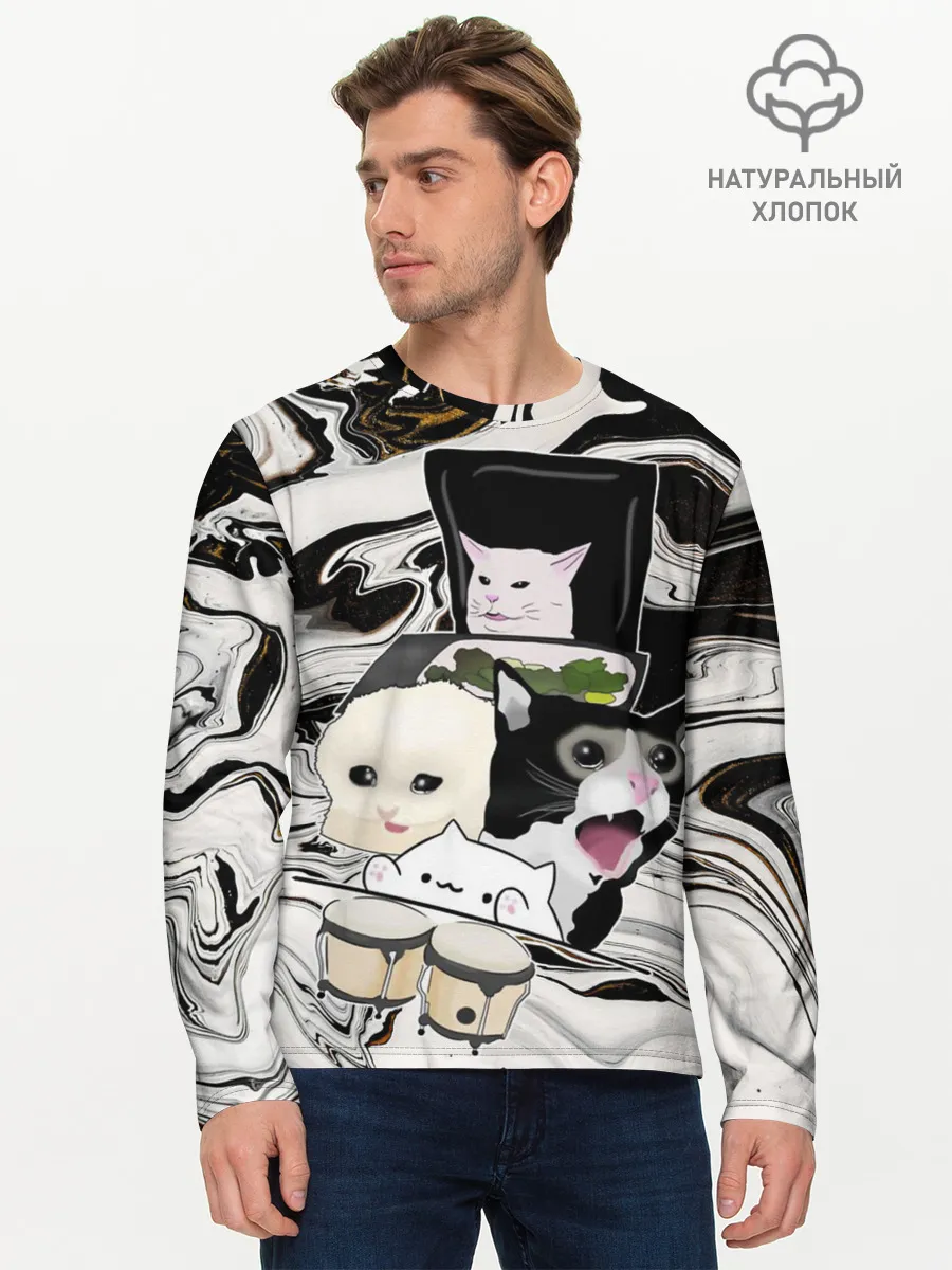 Мужской лонгслив базовый / woman yelling at cat