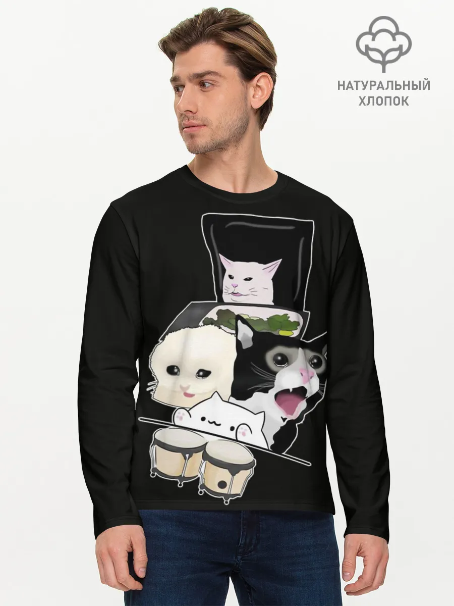 Мужской лонгслив базовый / woman yelling at cat