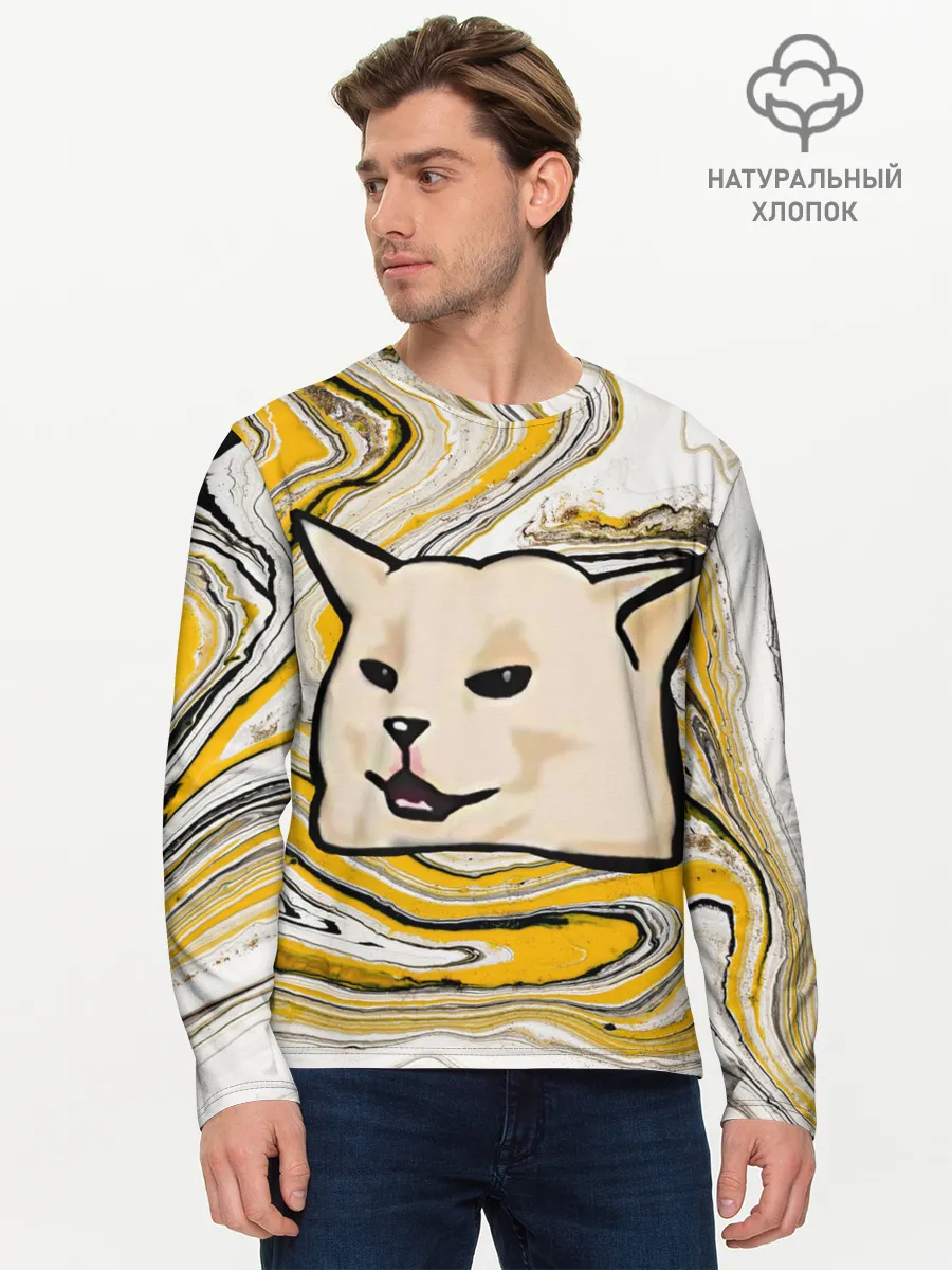 Мужской лонгслив базовый / woman yelling at cat
