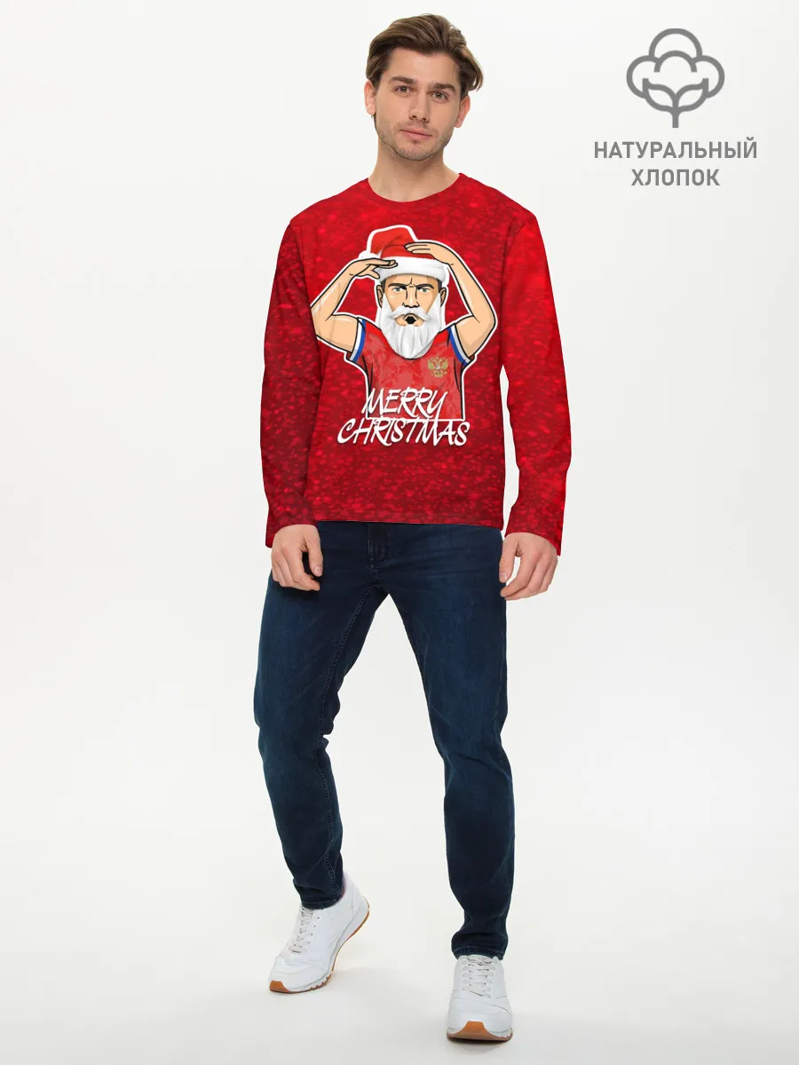 Мужской лонгслив базовый / Новогодний Дзюба Russia