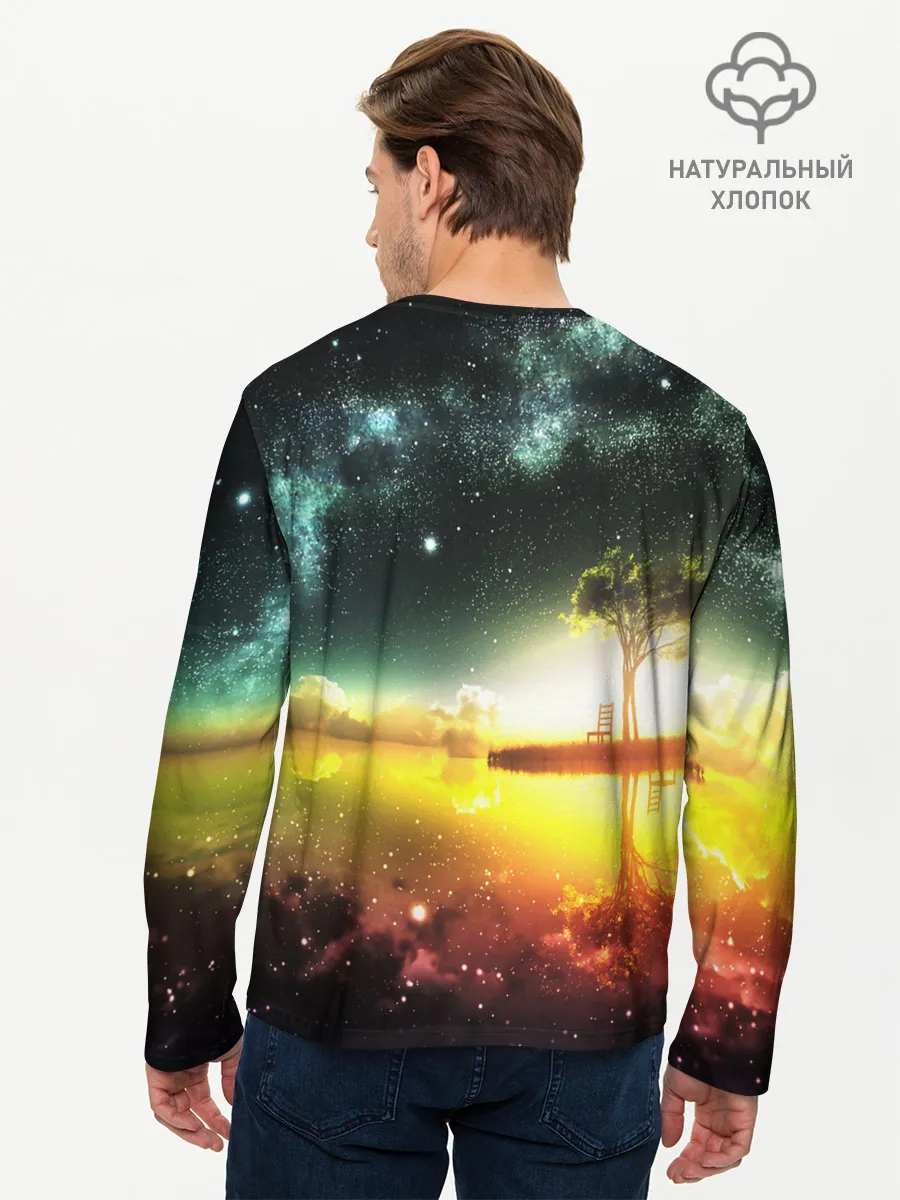 Мужской лонгслив базовый / Закат со звездами