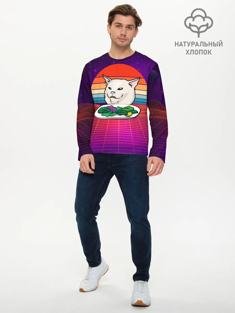 Мужской лонгслив базовый / Woman yelling at a cat