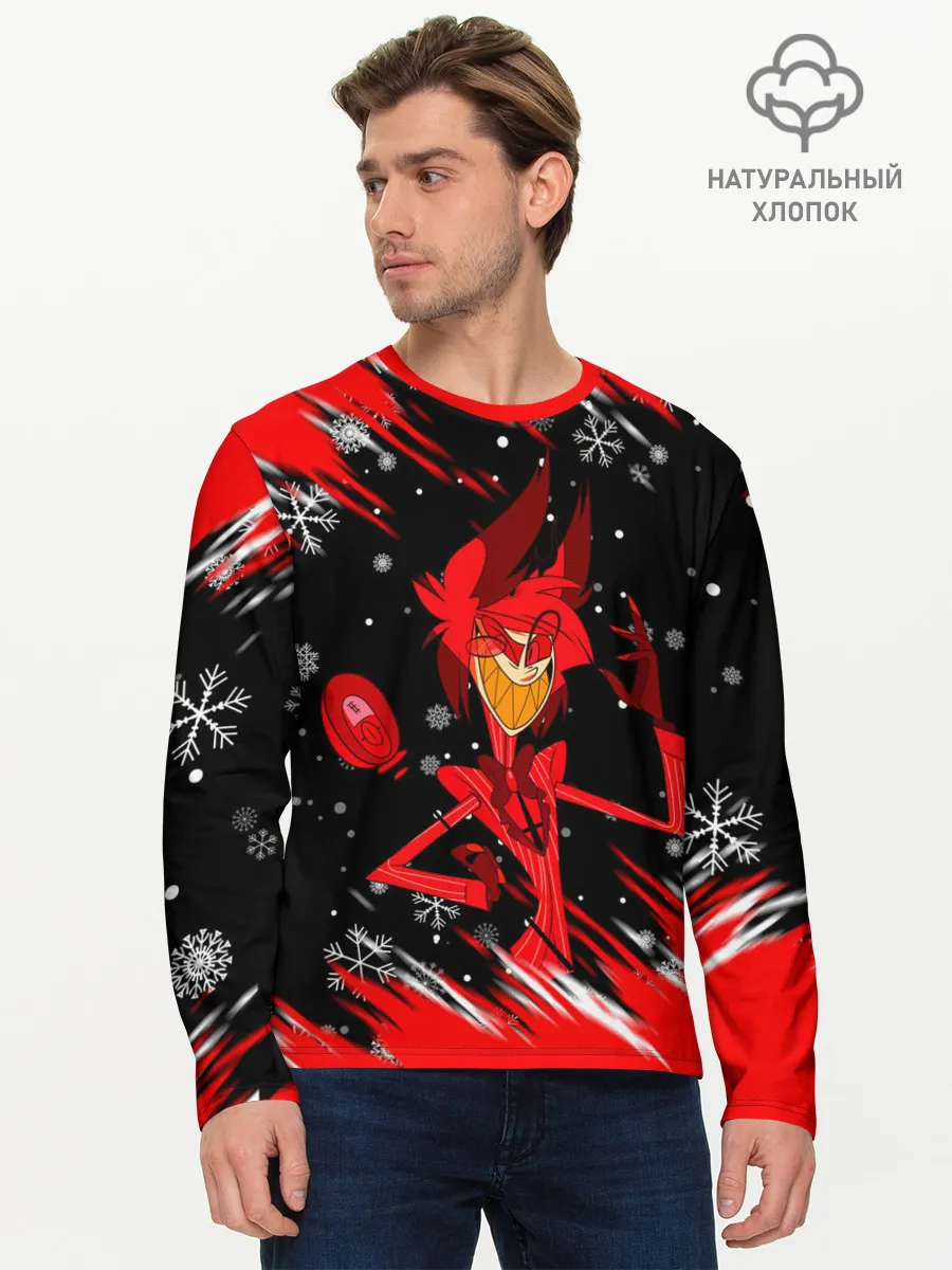 Мужской лонгслив базовый / HAZBIN HOTEL НОВОГОДНИЙ.