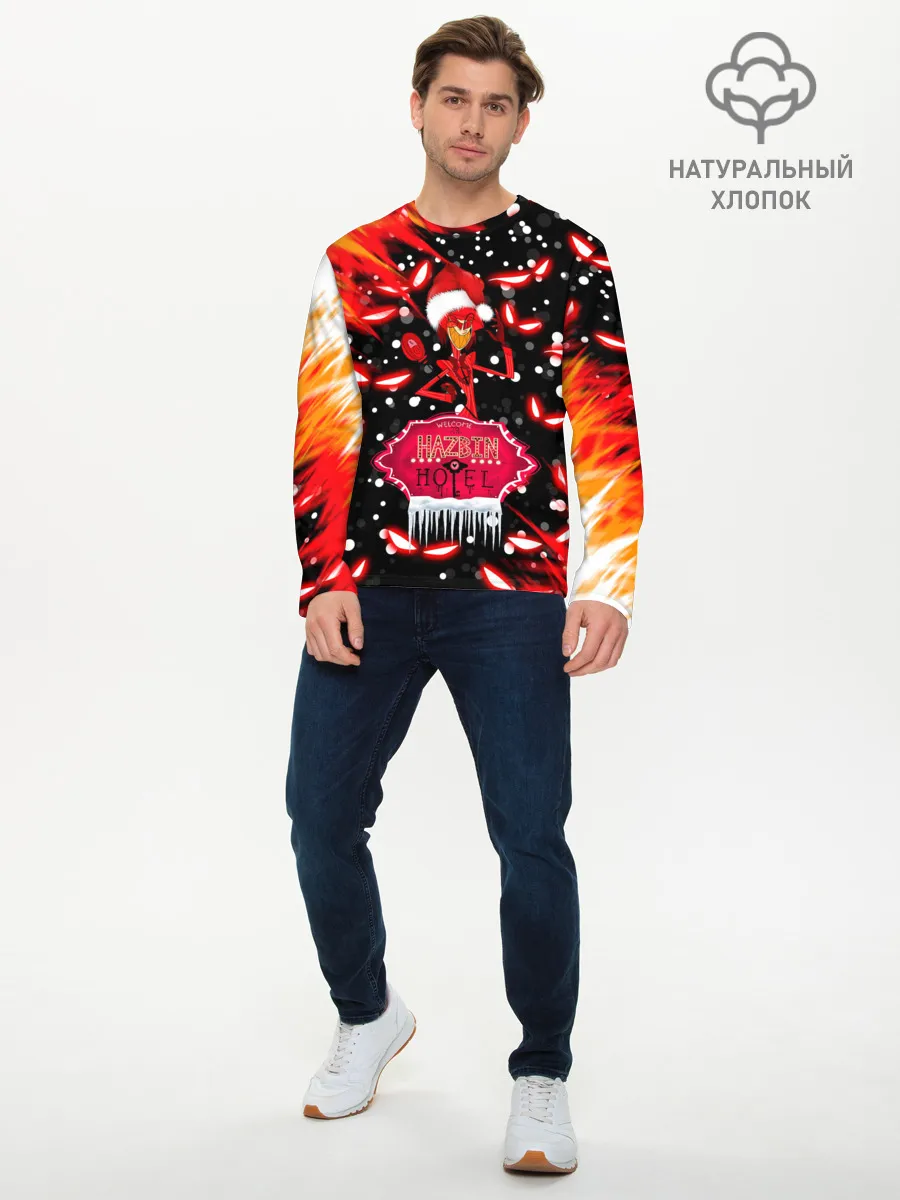 Мужской лонгслив базовый / HAZBIN HOTEL НОВОГОДНИЙ.