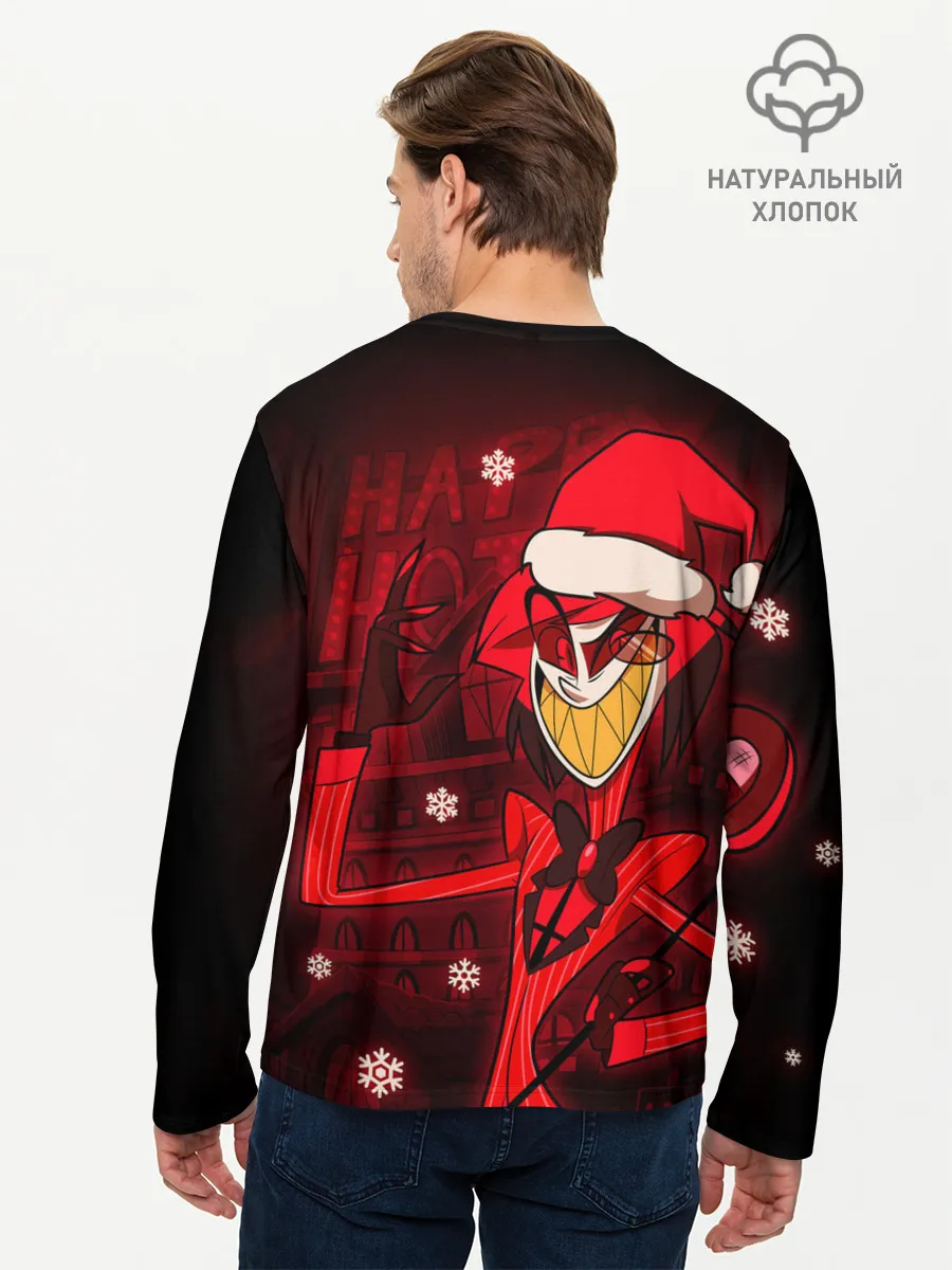 Мужской лонгслив базовый / Новогодний Отель Хазбин