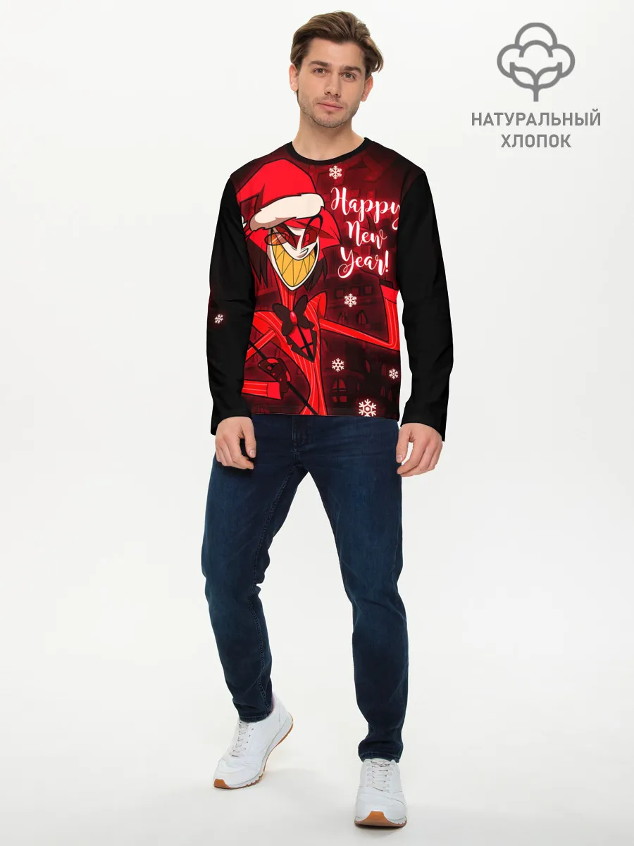 Мужской лонгслив базовый / Новогодний Отель Хазбин