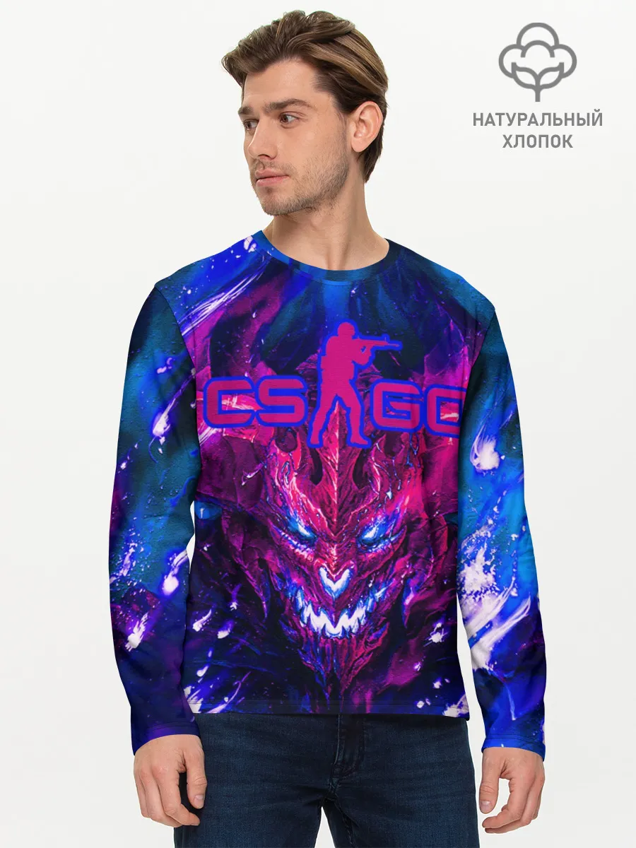 Мужской лонгслив базовый / CS GO + текстура ТОП