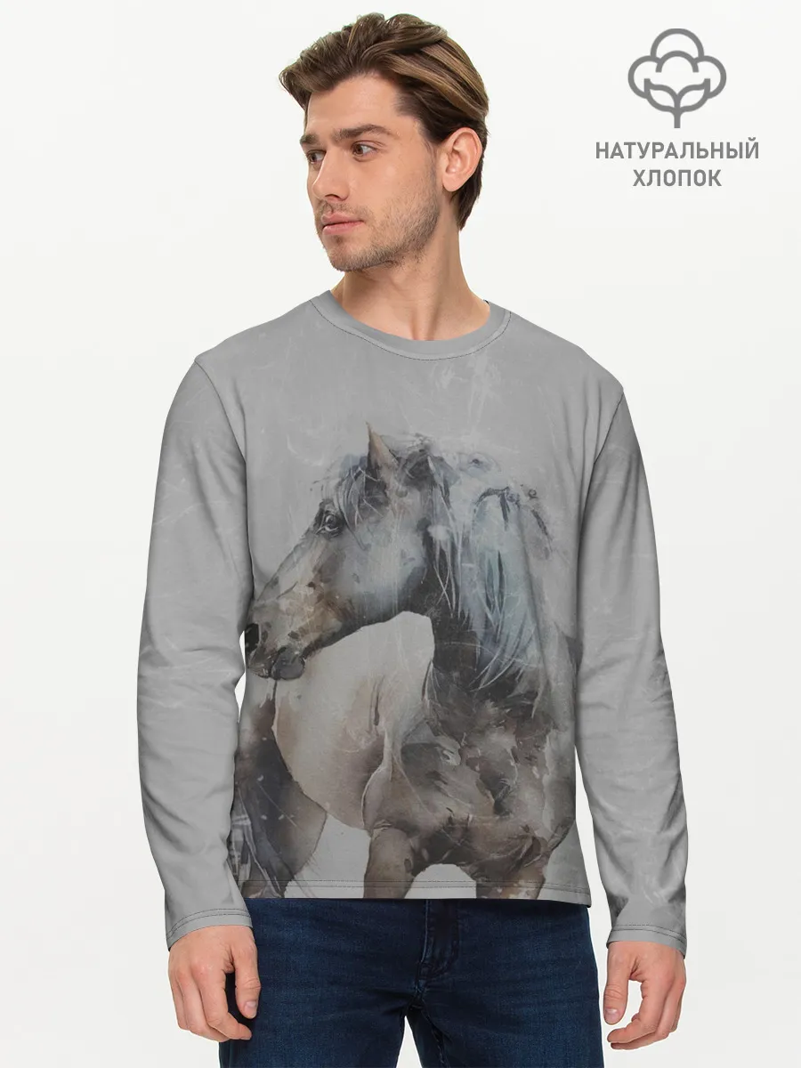 Мужской лонгслив базовый / лошадь