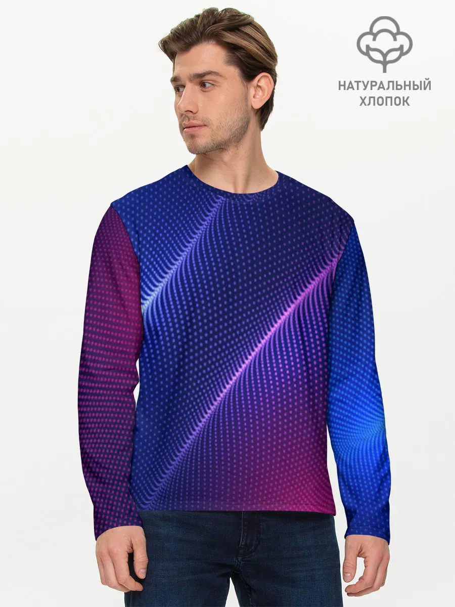 Мужской лонгслив базовый / фиолетово 3d волны 2020