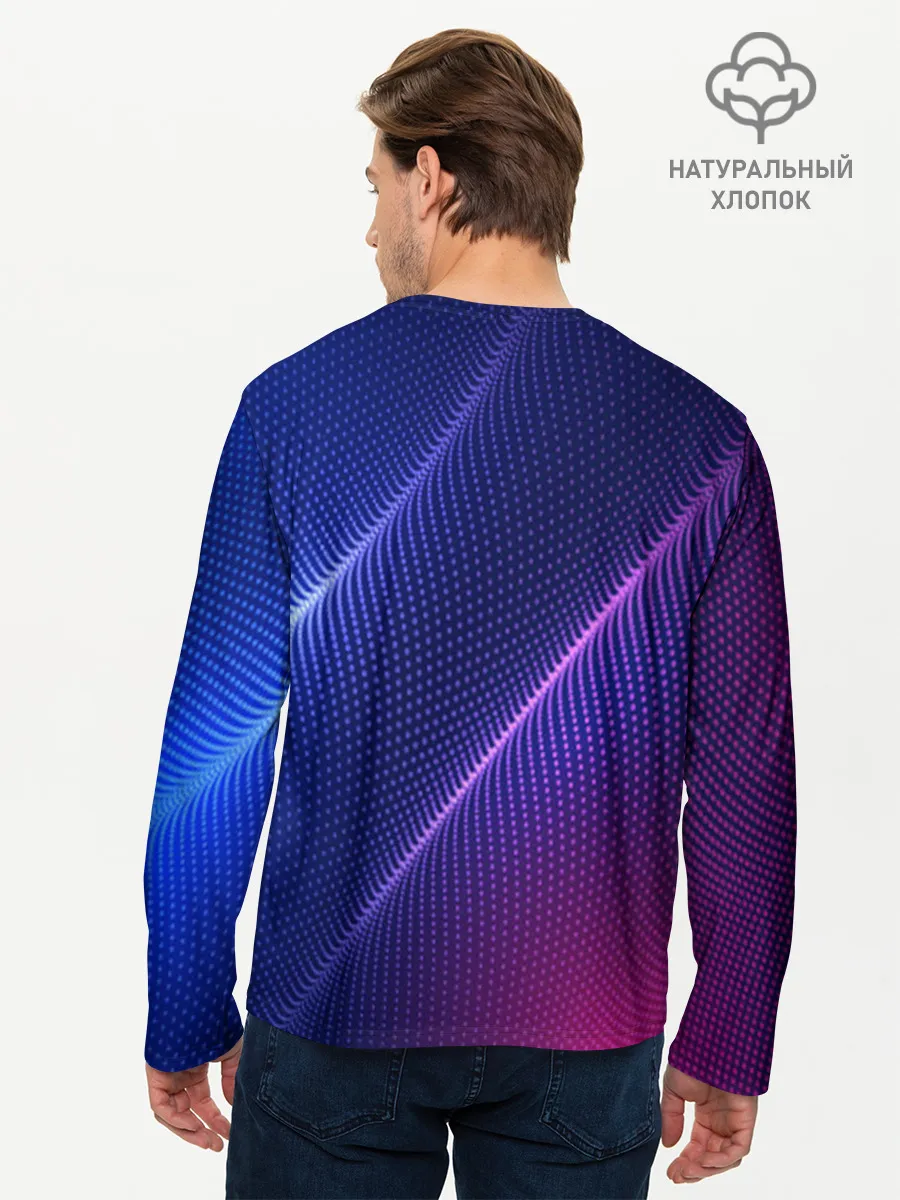 Мужской лонгслив базовый / фиолетово 3d волны 2020