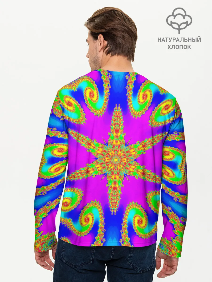 Мужской лонгслив базовый / Неоновый фрактал