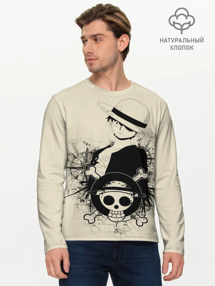 Мужской лонгслив базовый / шляпа и череп One Piece
