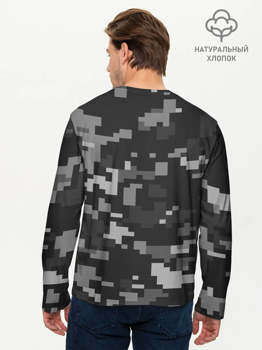 Мужской лонгслив базовый / Пиксельный камуфляж