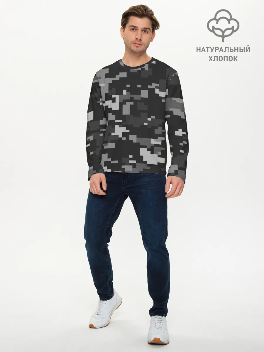 Мужской лонгслив базовый / Пиксельный камуфляж